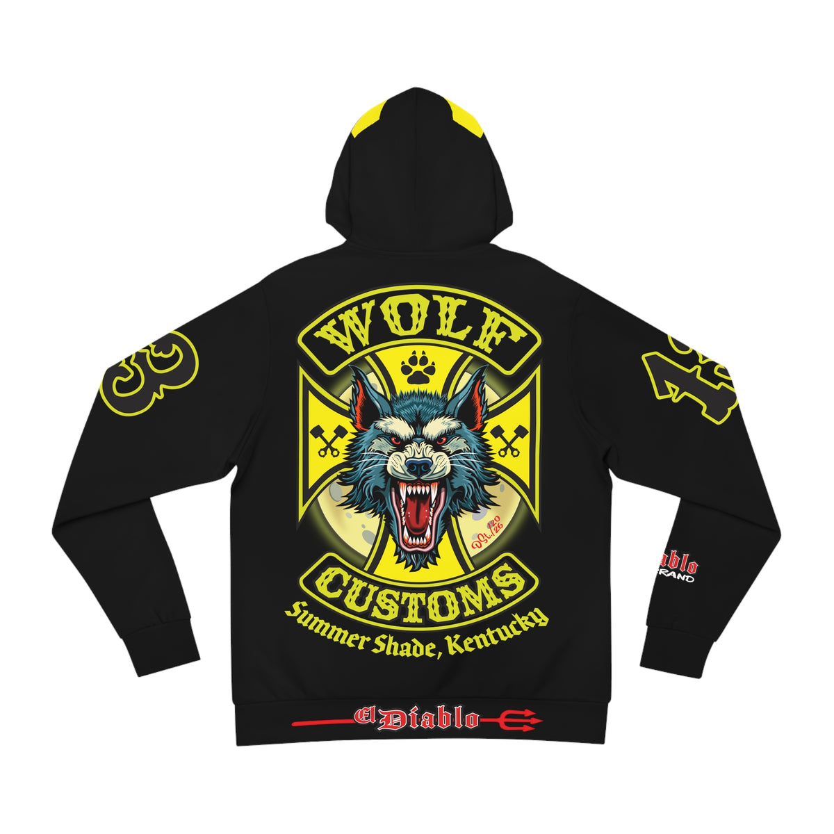 HoodZ Wolf Customs Motorcycle Hoodie — Vintage Biker Graphic Hooded Sweatshirt