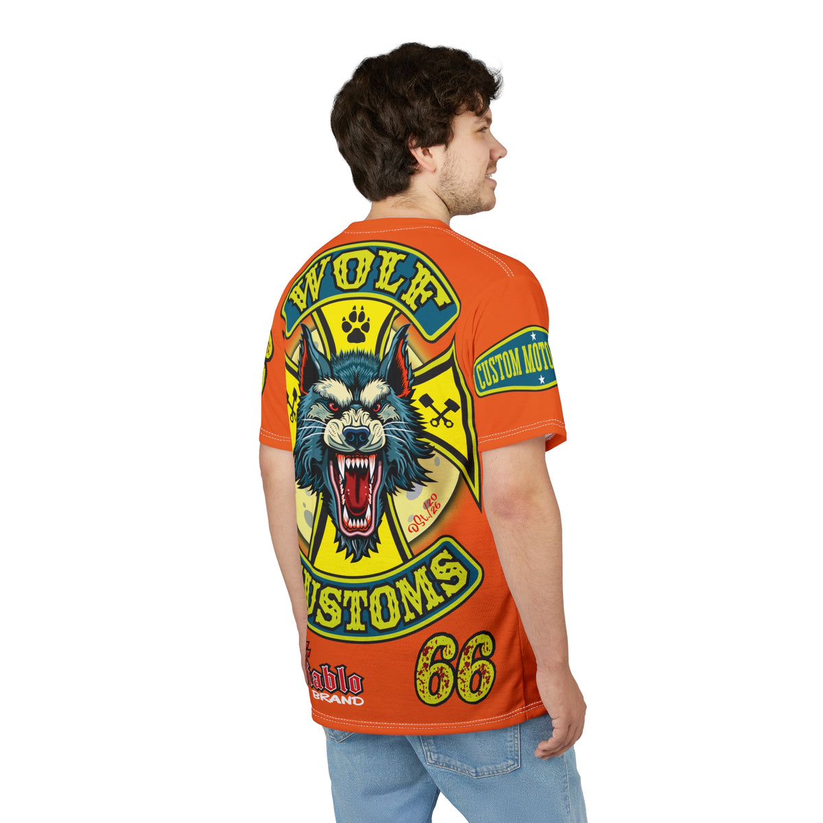MWT Wolf Customs '66 Graphic HiViZ Super Tee — Retro Motorcycle Club Shirt, The Best Biker Riding Tee EVER !!!