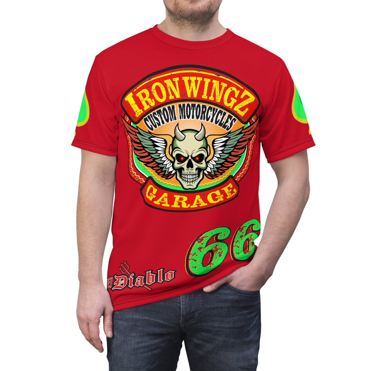 Iron Wingz Custom Motorcycle Unisex Super Tee - Bold Graphic Tee for Bikers