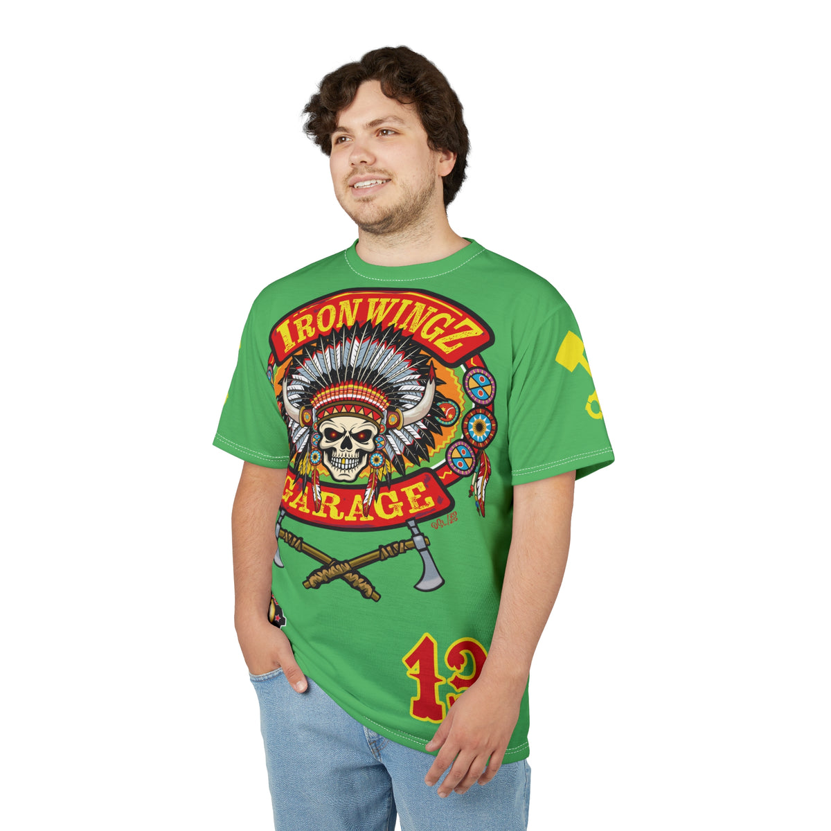 Iron WingZ Garage  Graphic Super Tee, Edgy Streetwear, Customized Apparel, Gift for Bikers