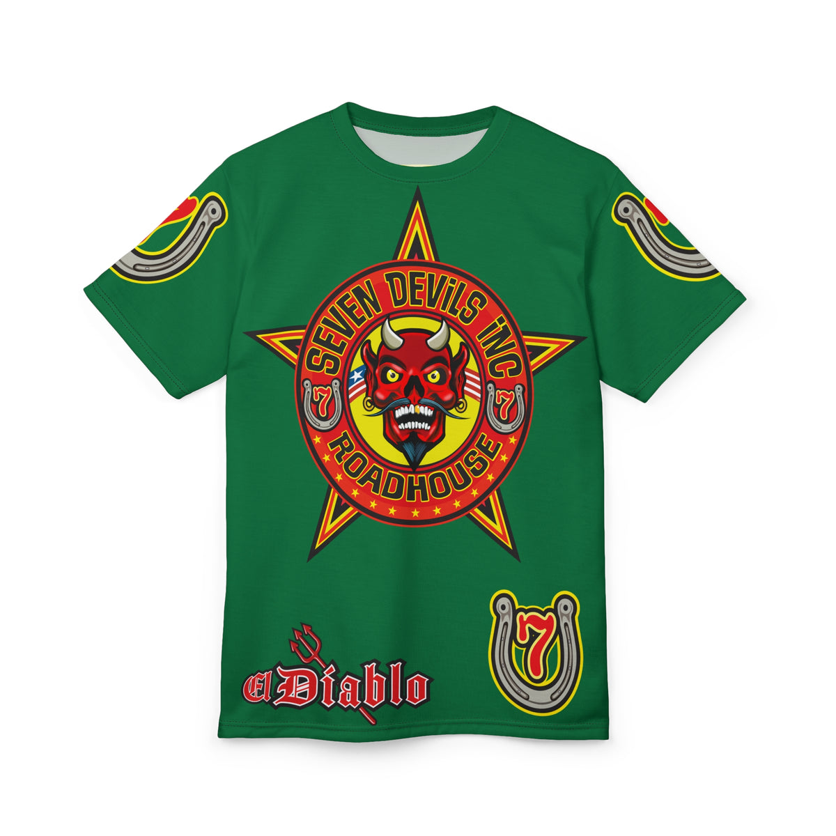 Seven Devils Inc. Roadhouse  Graphic Tee - Custom Motorcycle Riding Super Tee, Edgy Streetwear Perfect Fit & Comfort Biker Wear