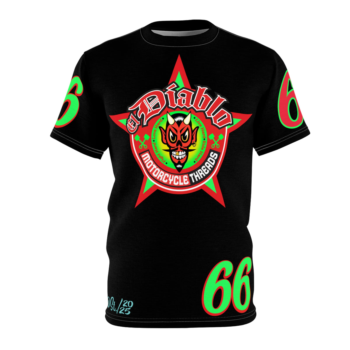 El Diablo Route 66 HiViz Super Tee, Huge HiViz Back Graphic, See & be seen !!!