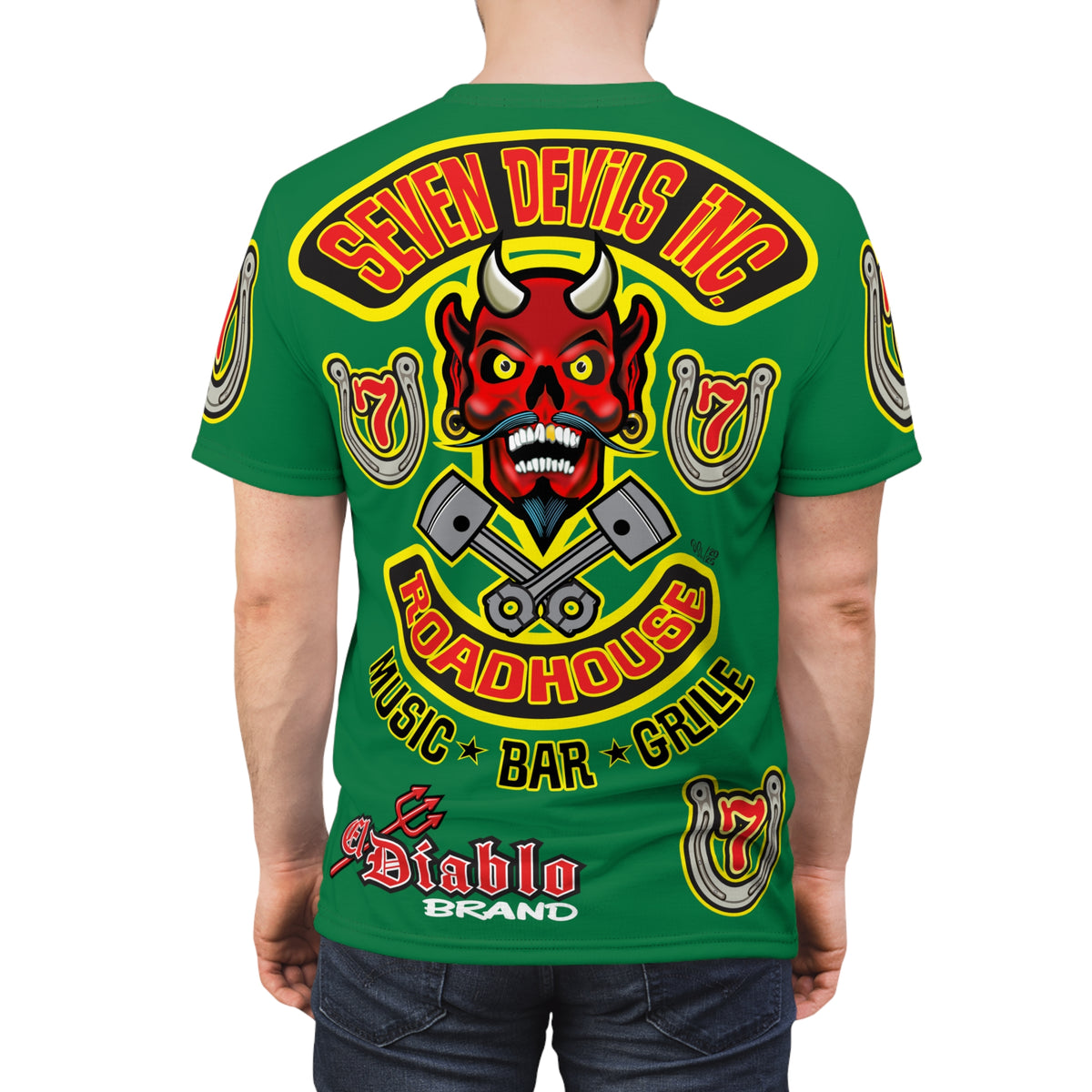 Seven Devils Inc. Roadhouse HiViz Design, Edgy Biker Shirt, Special Motorcycle Riding Gear, Seven Devils Inc.