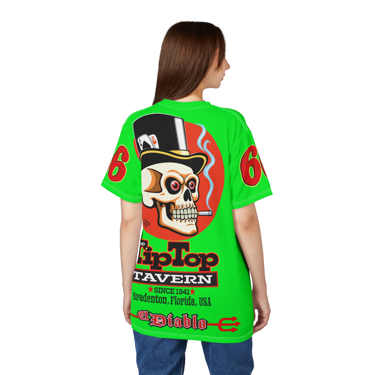 VERY SPECIAL Tip Top Tavern Dive Bar -HiViZ Lumina Green Super Riding Tee (*Limited Edition) - Florida's Best Dive Bar, Bikes Beers Babes & Bros. - Honouring Biker Bars