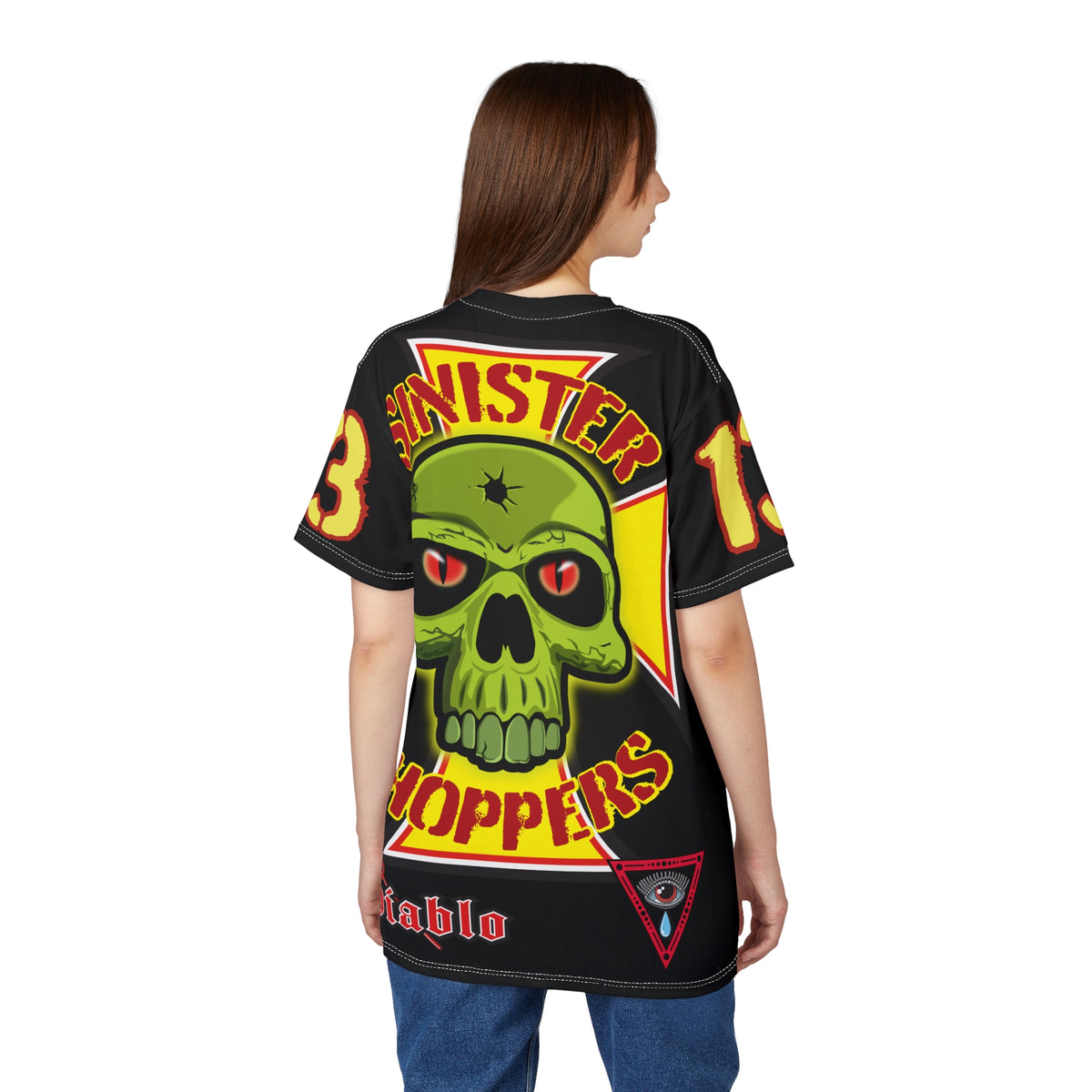 Sinister Choppers Special Edition WAR CUT - HiViZ Super Tee - Black Only - Bullet Hits - Stencil Cut Lettering - Hi colour Graphics - Evil Skulls
