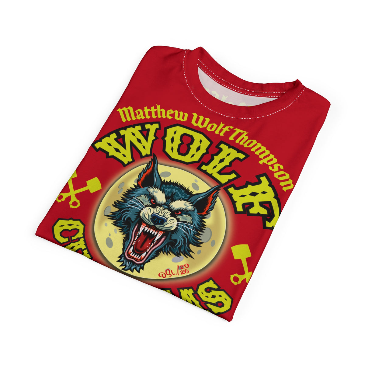 MWT Wolf Customs 13 Black & Lumina Graphics -- Super Riding Tee — Retro Motorcycle Club Shirt, The Best Biker Riding Tee EVER !!!