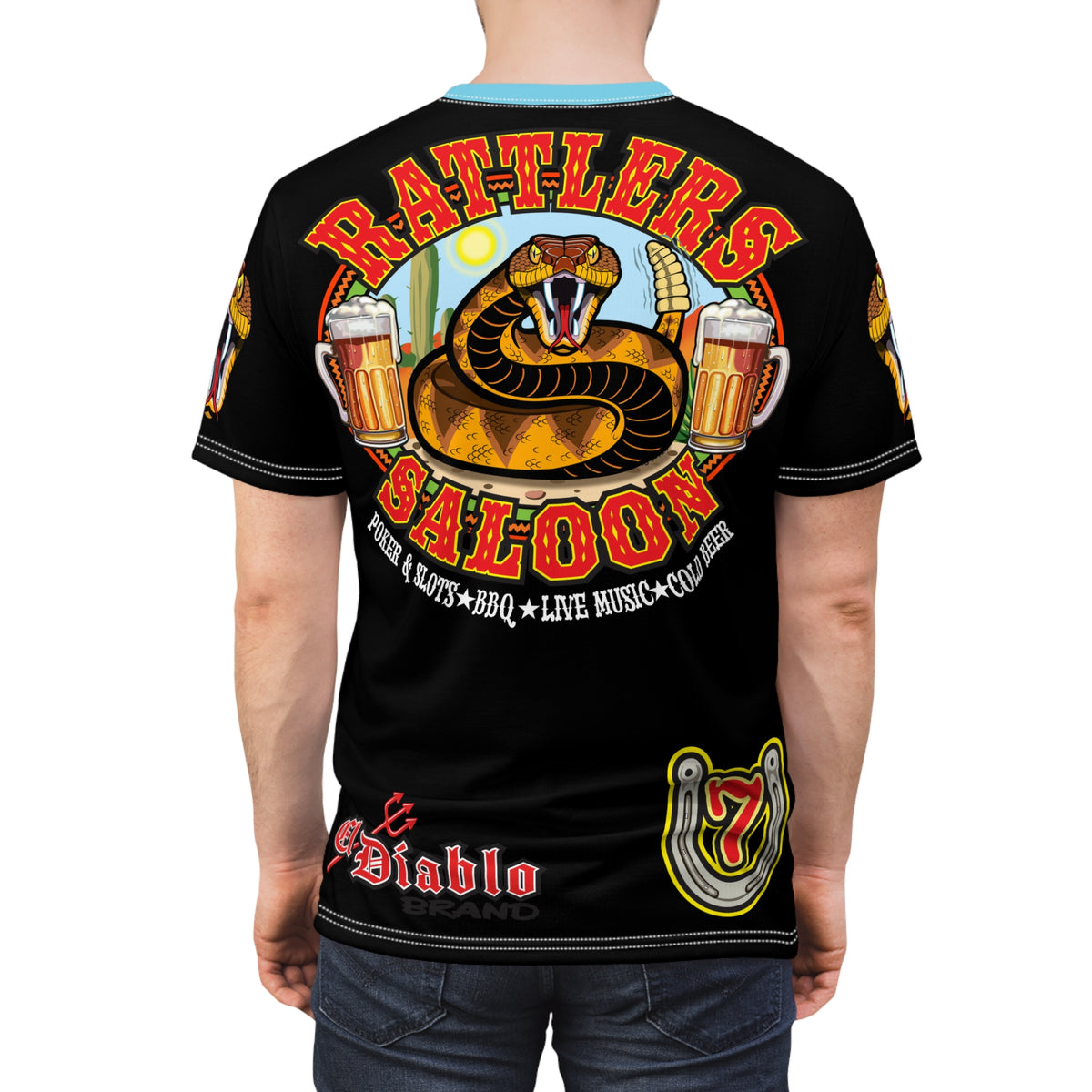 SRT Rattlers Saloon  BADAZZ BLACK SUPER RIDING TEE — Vintage Biker 66 Graphic Shirt