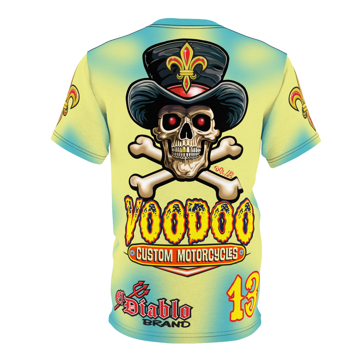 Voodoo Custom Motorcycles HIVIZ TYE DYE BLAST SUPER RIDING TEE - Look Cool, Ride Cool jn our Finest Biker Riding Tee