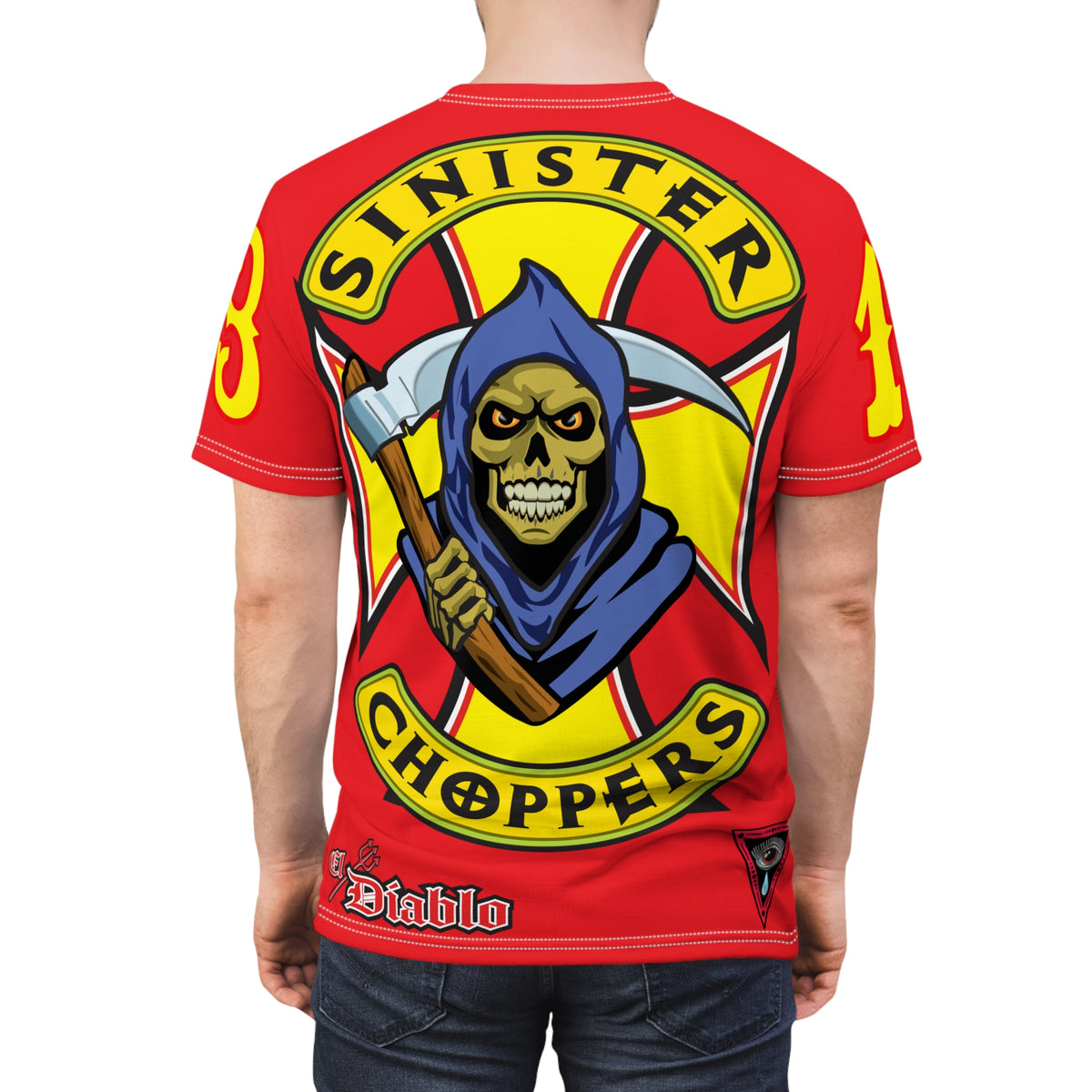 Sinister Choppers Reaper HiViz Super Tee - Unisex Skull Design for Bikers