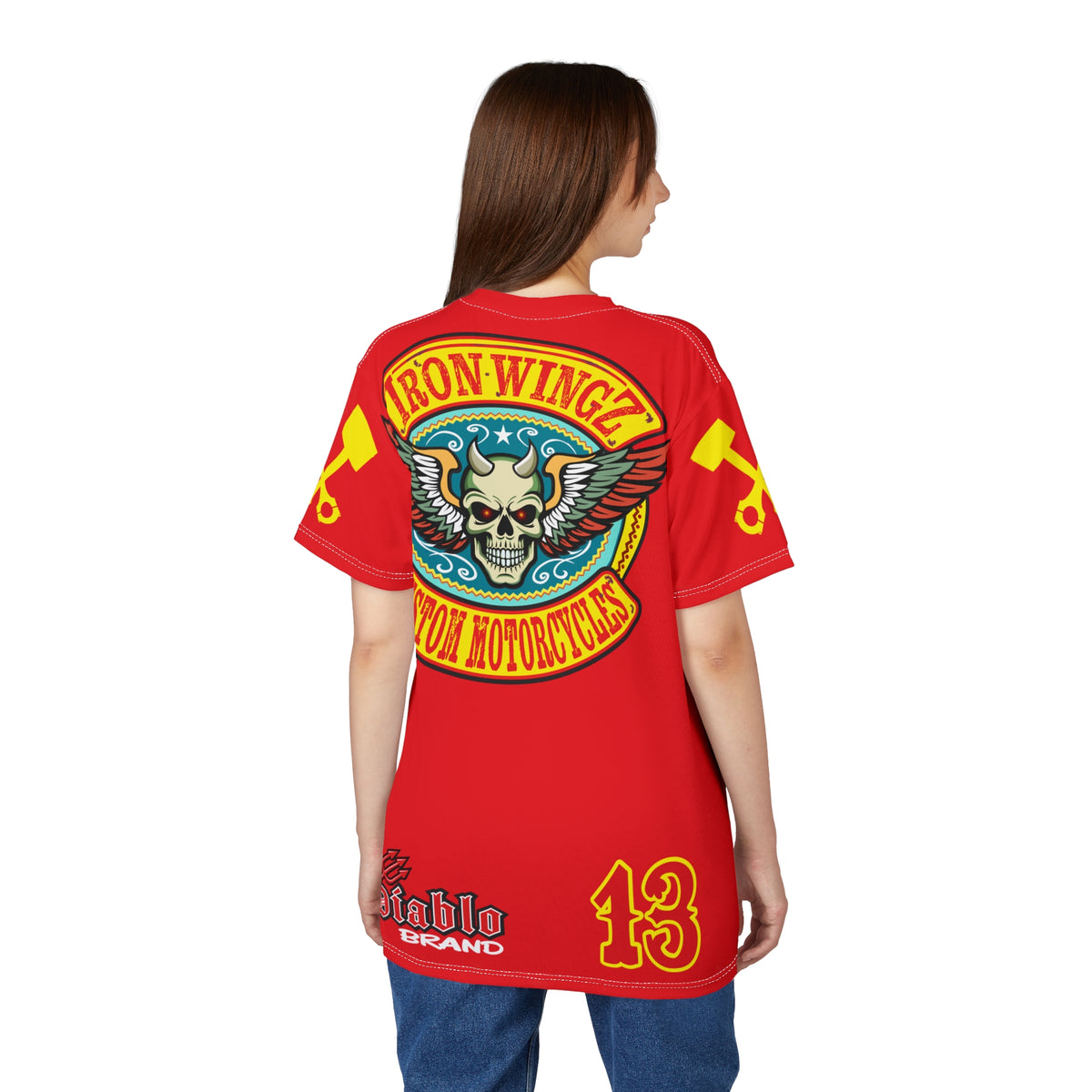 SRT Iron WingZ Custom Motorcycles Graphic Super Riding Tee, Edgy Streetwear, Customized Apparel, Gift for Bikers