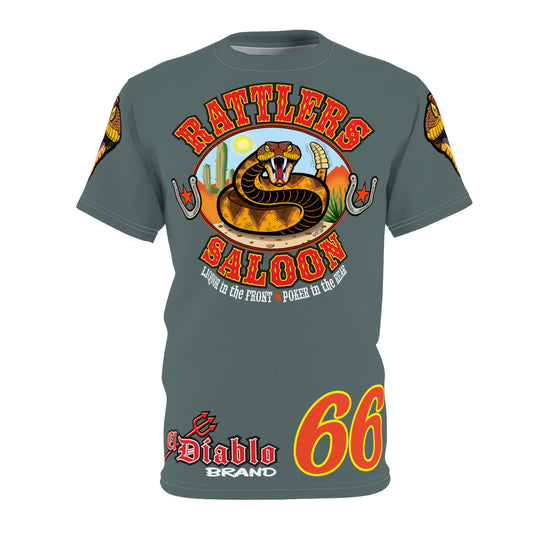 Rattlers Saloon  GREASY GREY SUPER TEE — Vintage Biker 66 Graphic Shirt