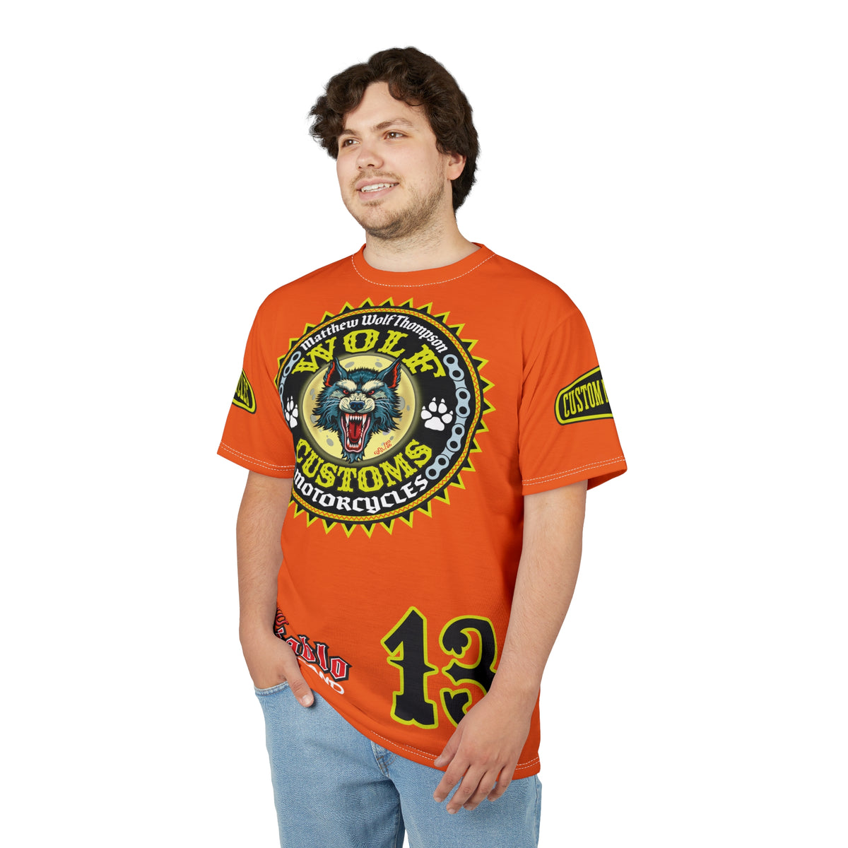MWT Wolf Customs with XL HiViZ Graphics Super Tee —  The Best Biker Riding Tee EVER !!!