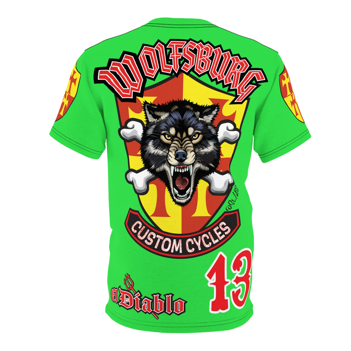 Very Special Wolfsburg Custom Cycles HiViz Graphic Super Tee for Bikers