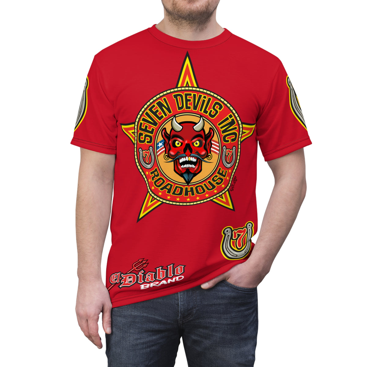 Seven Devils Inc. Roadhouse Deluxe HiViz Graphic Tee - Motorcycle Custom Riding Super Tee