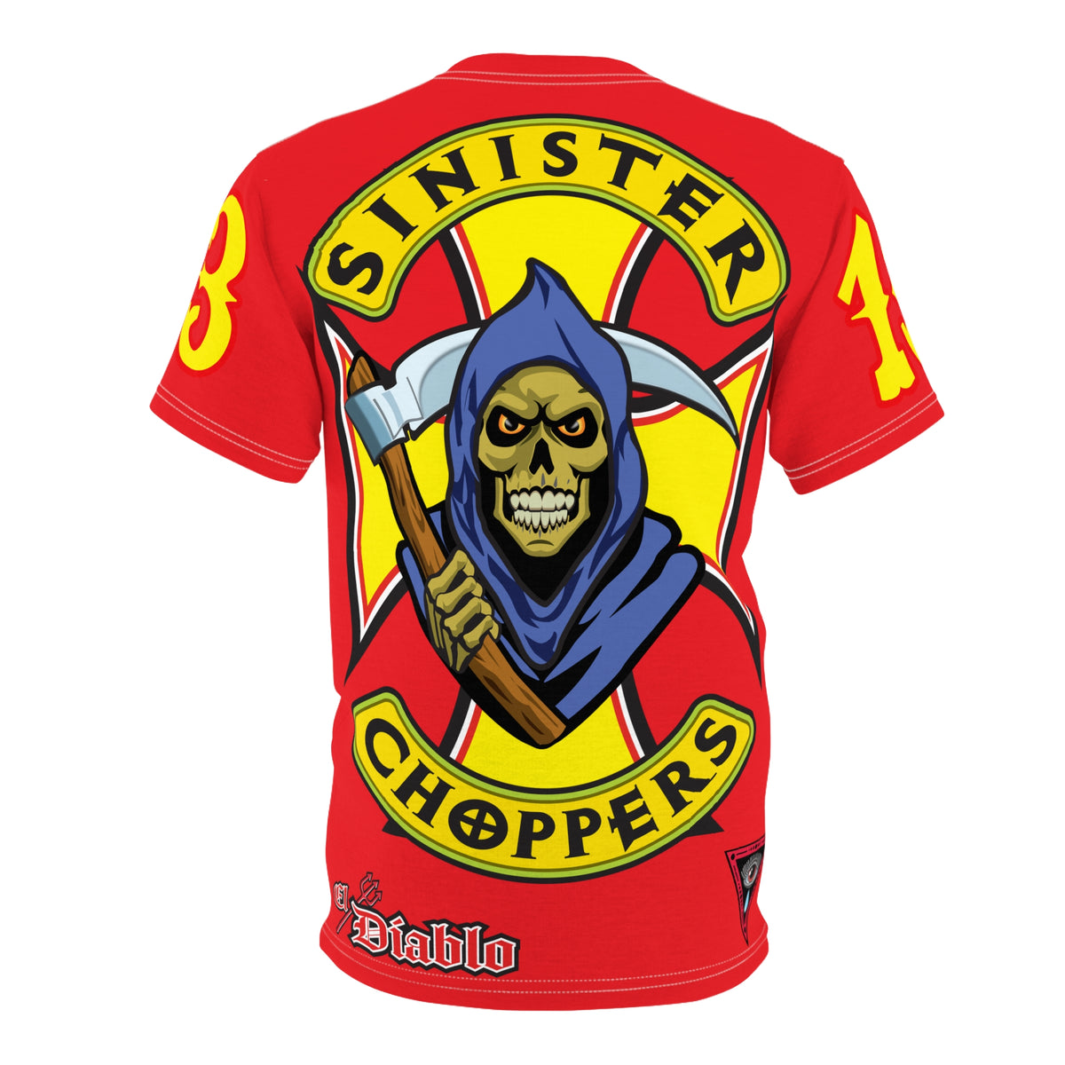 Sinister Choppers Reaper HiViz Super Tee - Unisex Skull Design for Bikers