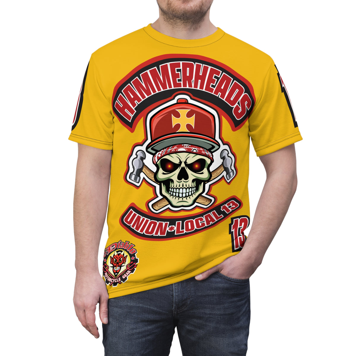 Hammerheads Union Local 13 HiViz Super Tee - Rough Tough Bad Attitude Motorcycle Riding Tee