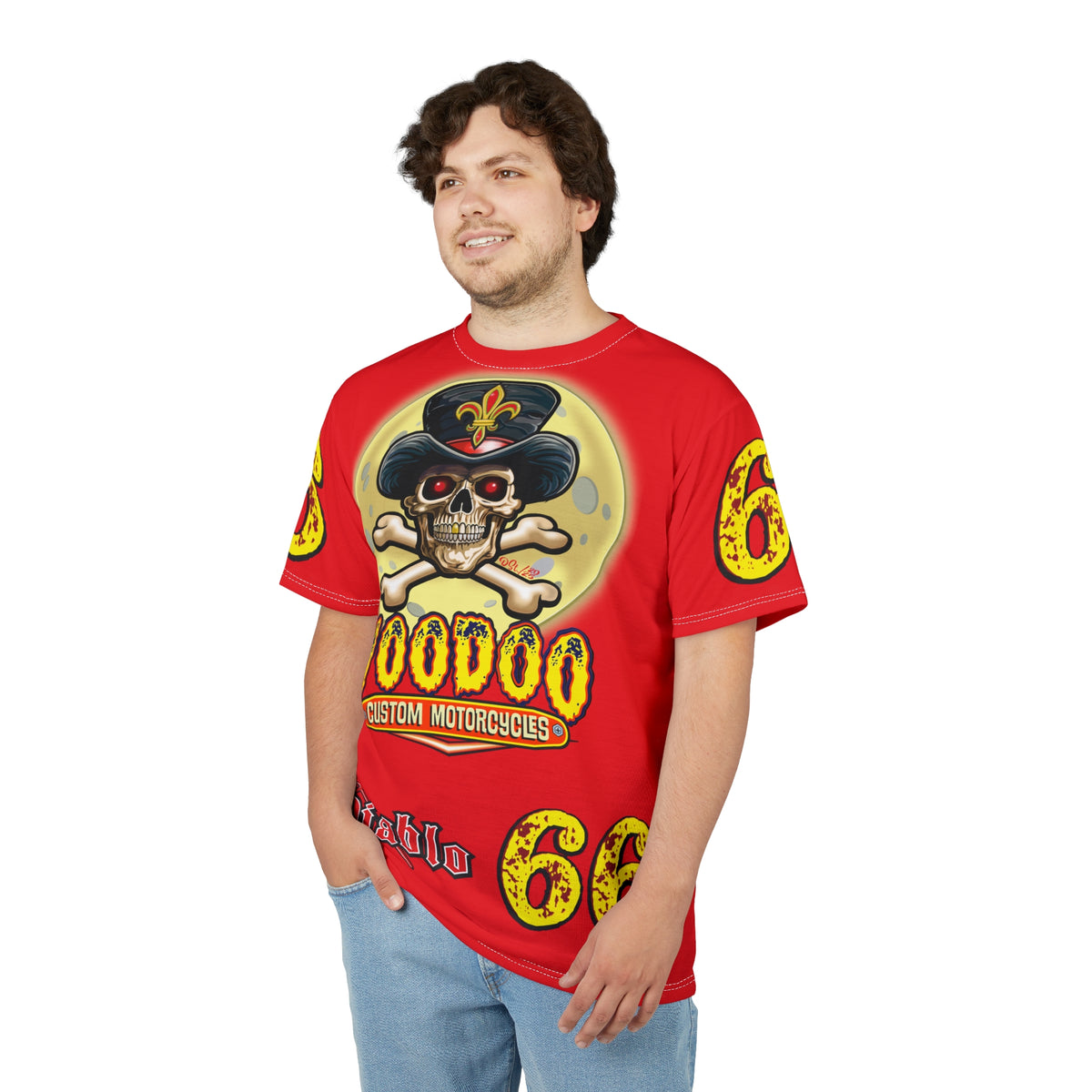 Voodoo Custom Motorcycles Unisex HiViz Tee, Edgy Graphic Shirt, Motorcycle Apparel, Skull T-Shirt, Perfect for Bikers