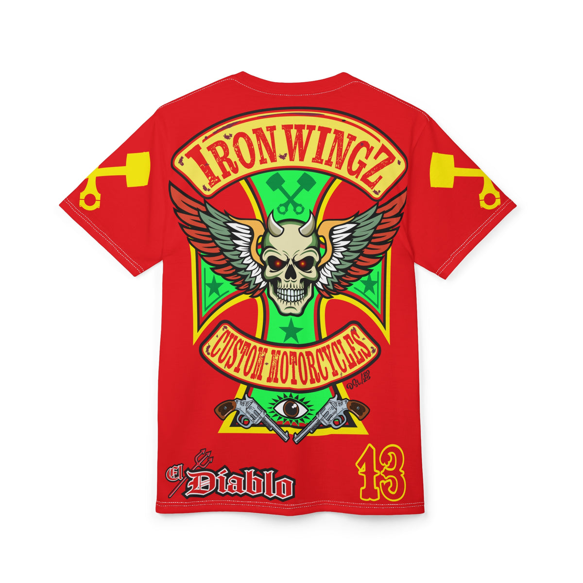 Iron WingZ Customs HIviz Graphic Super Tee, Edgy Streetwear, Customized Apparel, Gift for Bikers