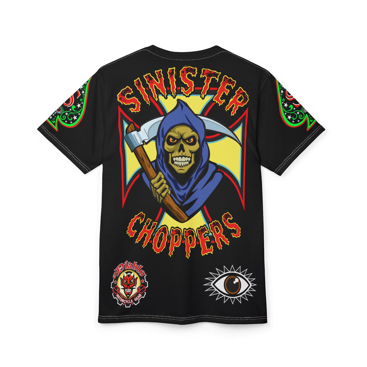 SRT Sinister Choppers Reaper Super Riding Tee - Gothic Graphic T-Shirt for Motorcycle Riders