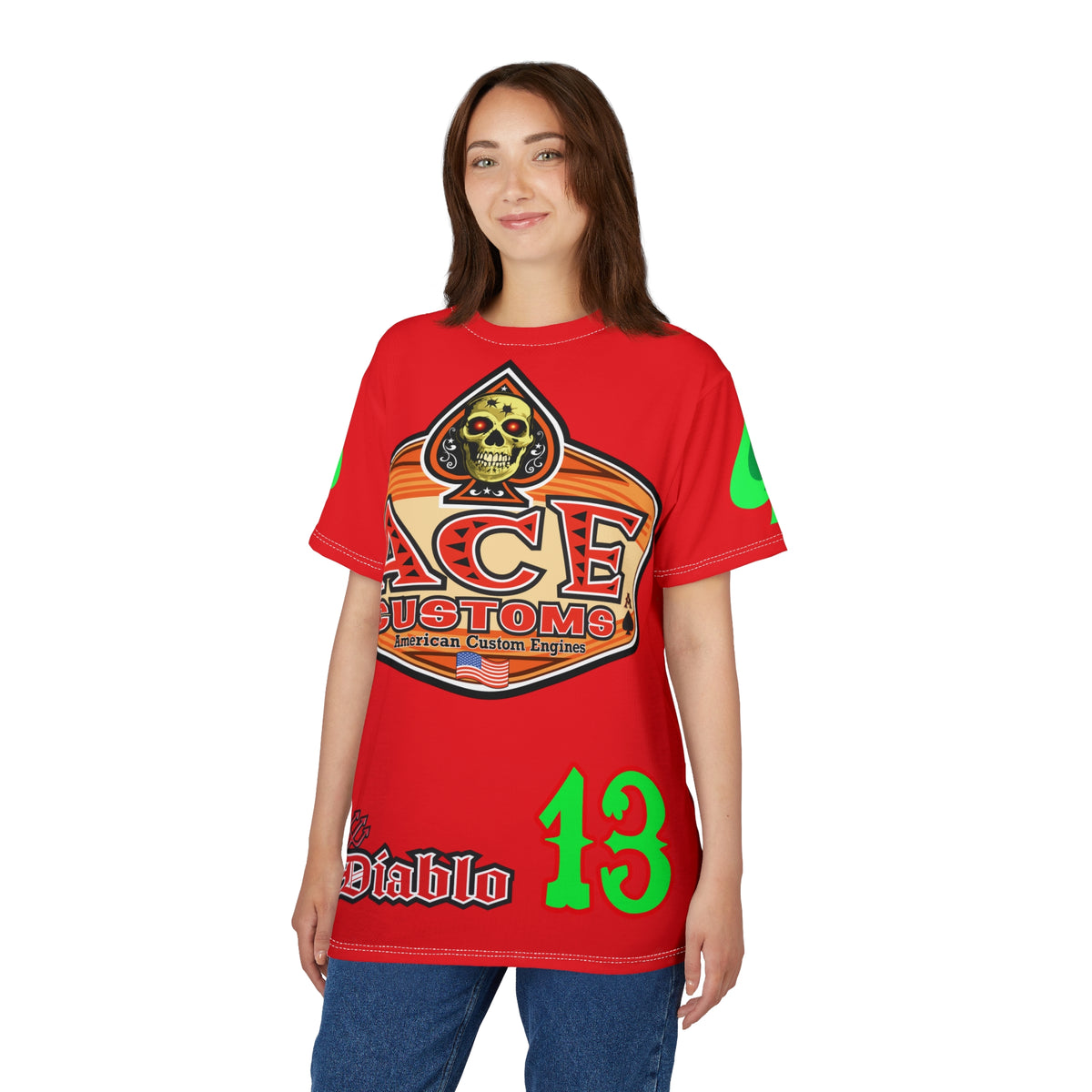 American Custom Engines ACE - Specially Designed Lumina Green  Ace of Spades Death Card High visibility Graphics