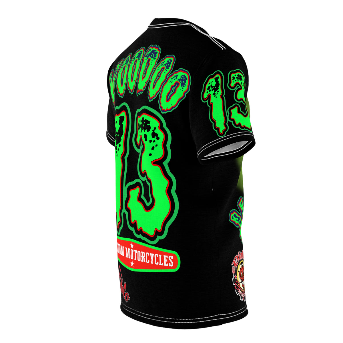 Voodoo Lucky 13 Motorcycle HiViz Super Tee, Unique Graphic Tee, Custom Riding Apparel