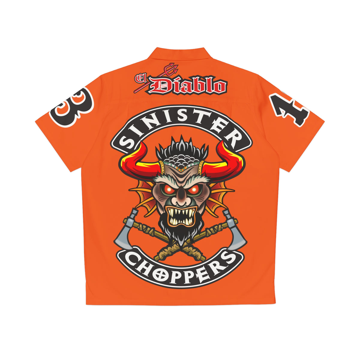 Big Bopper Sinister Choppers - Men's Hawaiian Shirt - Loose, Comfortable Button Up Shirt for Easy Breezy Riding - Sizes to 5XL