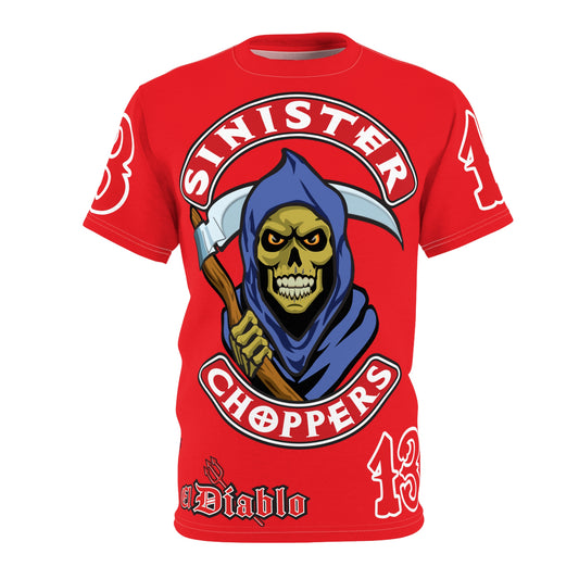Sinister Choppers Grimm Reaper HiViz Super Tee - Unisex Skull Design for Bikers
