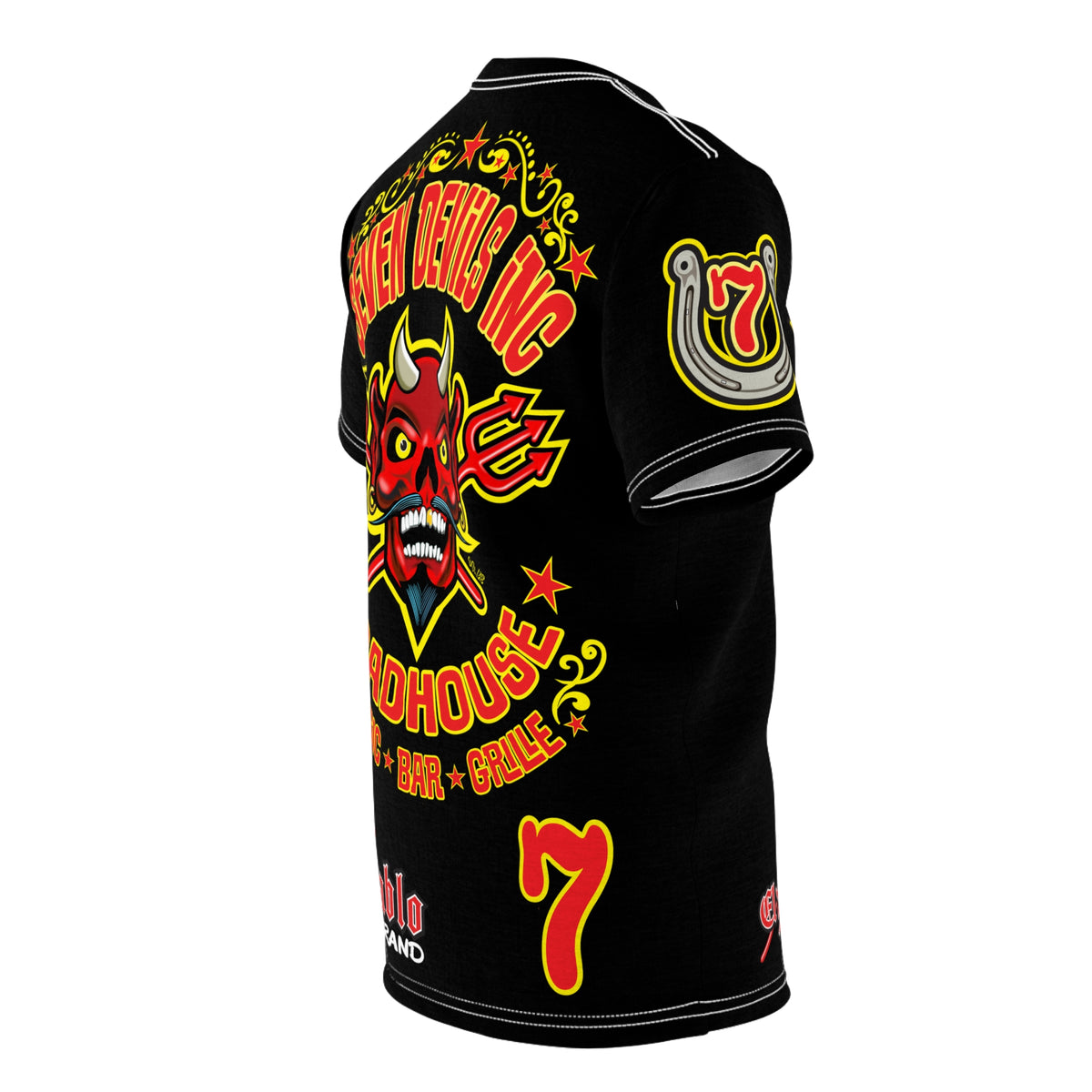 SRT Seven Devils RoadHouse Custom Super Riding Tee - Retro Devil Style Graphic Style