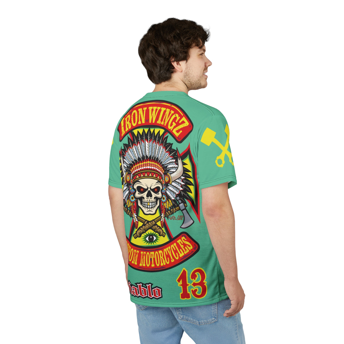 Iron WingZ Customs HIviz Graphic Super Tee, Edgy Streetwear, Customized Apparel, Gift for Bikers