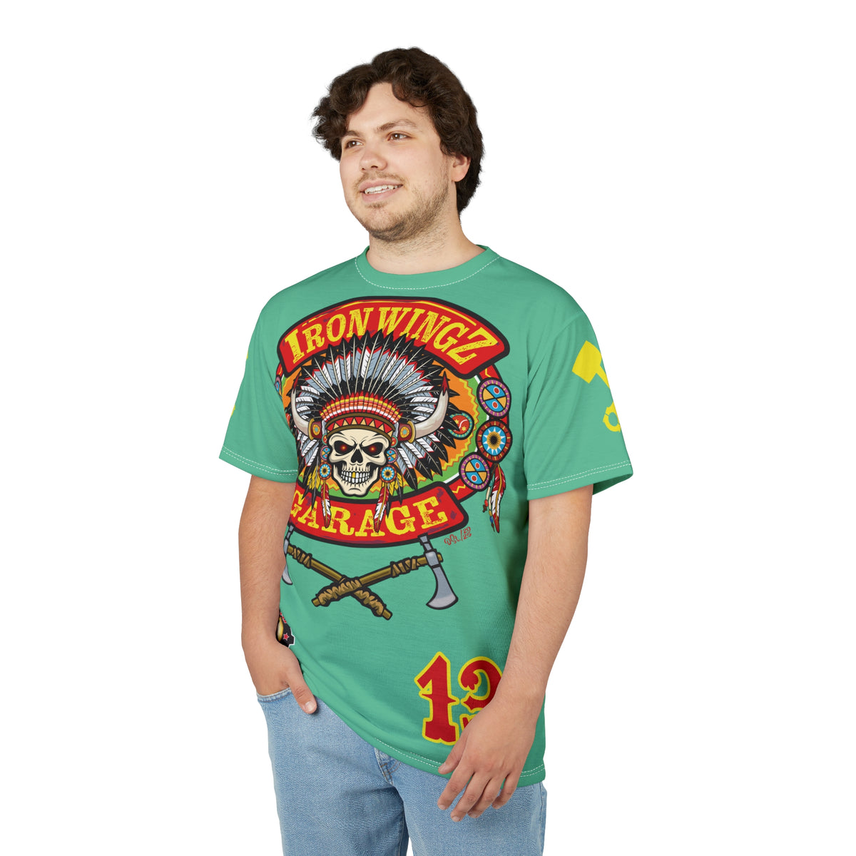 Iron WingZ Customs HIviz Graphic Super Tee, Edgy Streetwear, Customized Apparel, Gift for Bikers