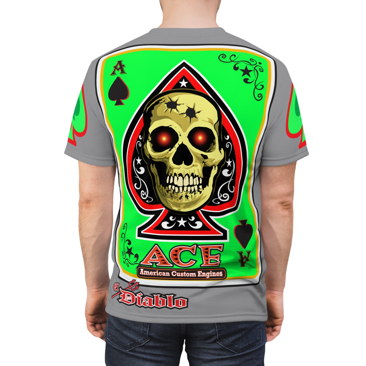 American Custom Engines ACE - Special Lumina Green  Ace of Spades Death Card High visibility Graphics