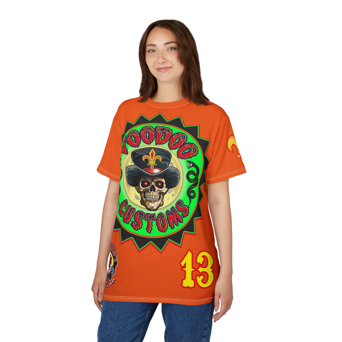 VooDoo Customs Ragin' Cajun Tie Dye Blast Skull & Fleur-de-Lis Graphic Tee