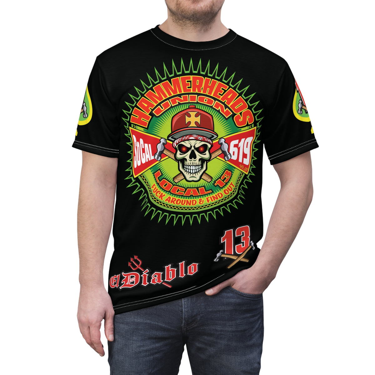 Hammerheads Union Local 13 FAFO -  Custom Motorcycle Riding Tee Shirt _ Super Comfort and Fit