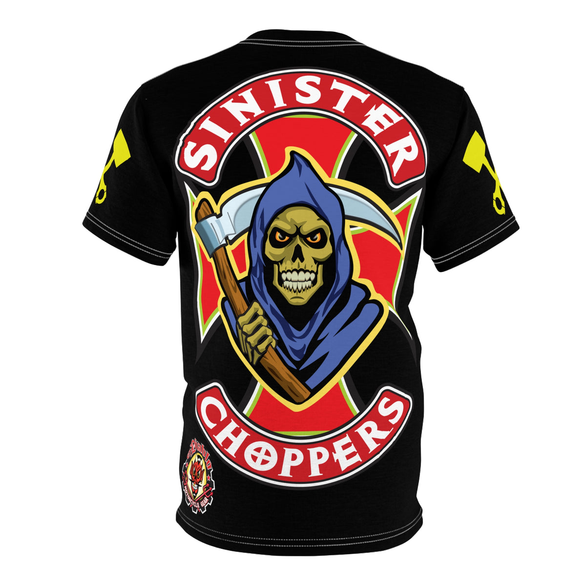 Sinister Choppers HiViz Reaper Riding Super t Shirt - Large stunning High Visibility Bach Patch with Vivid Colors