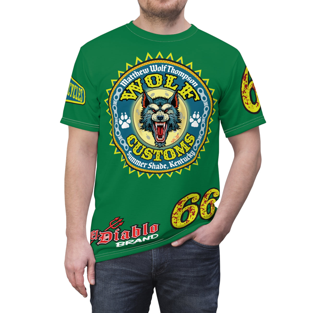 MWT Wolf Customs '66 Graphic HiViZ Super Tee — Retro Motorcycle Club Shirt, The Best Biker Riding Tee EVER !!!