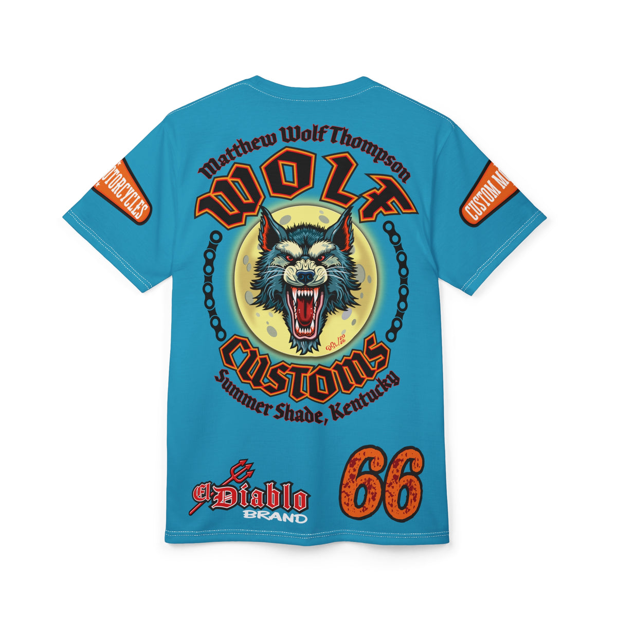 MWT Wolf Custom Motorcycles Super Tee — Viciously Cool High Performance Motorcycle Riding Shirt