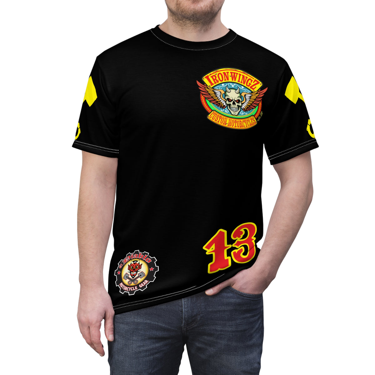 SRT Iron WingZ Custom Motorcycles Graphic Super Riding Tee, Edgy Streetwear, Customized Apparel, Gift for Bikers