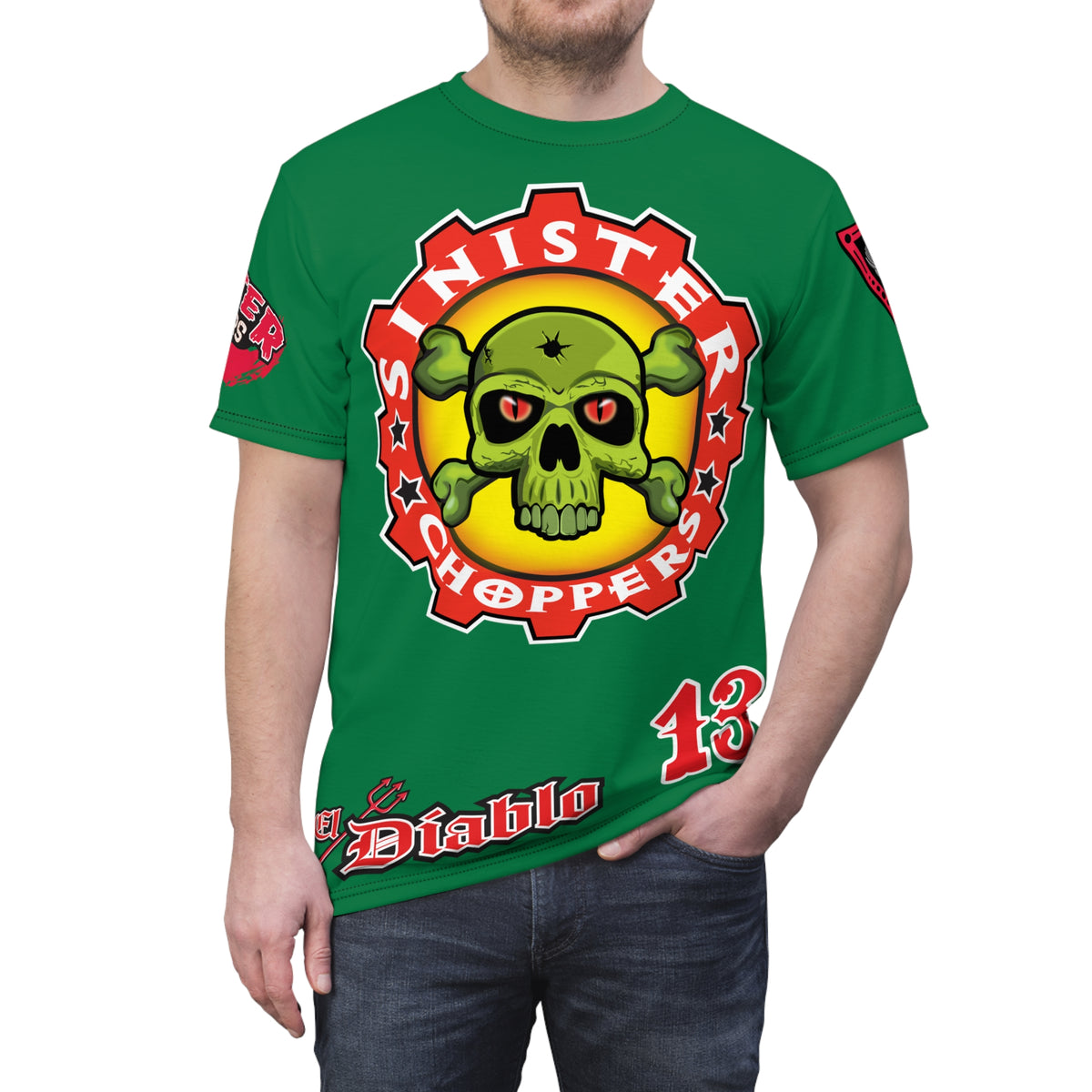 Sinister Choppers  Custom Designed Hunter Green HiViz Super Tee