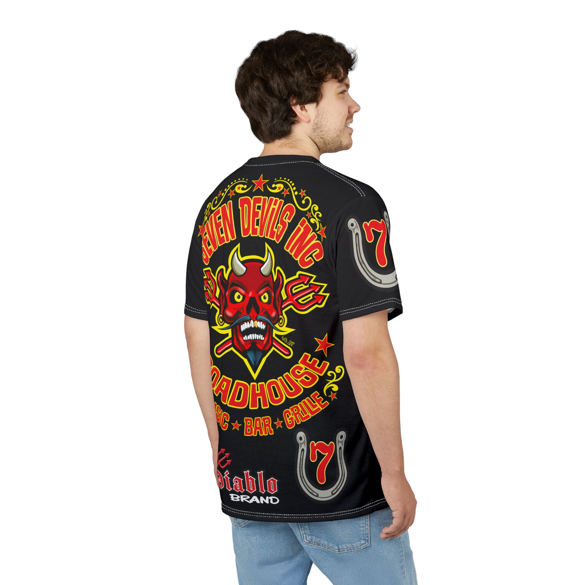 Seven Devils Road House (LIMITED EDITION) Custom Super Riding Tee - Retro Devil Style Graphic Style
