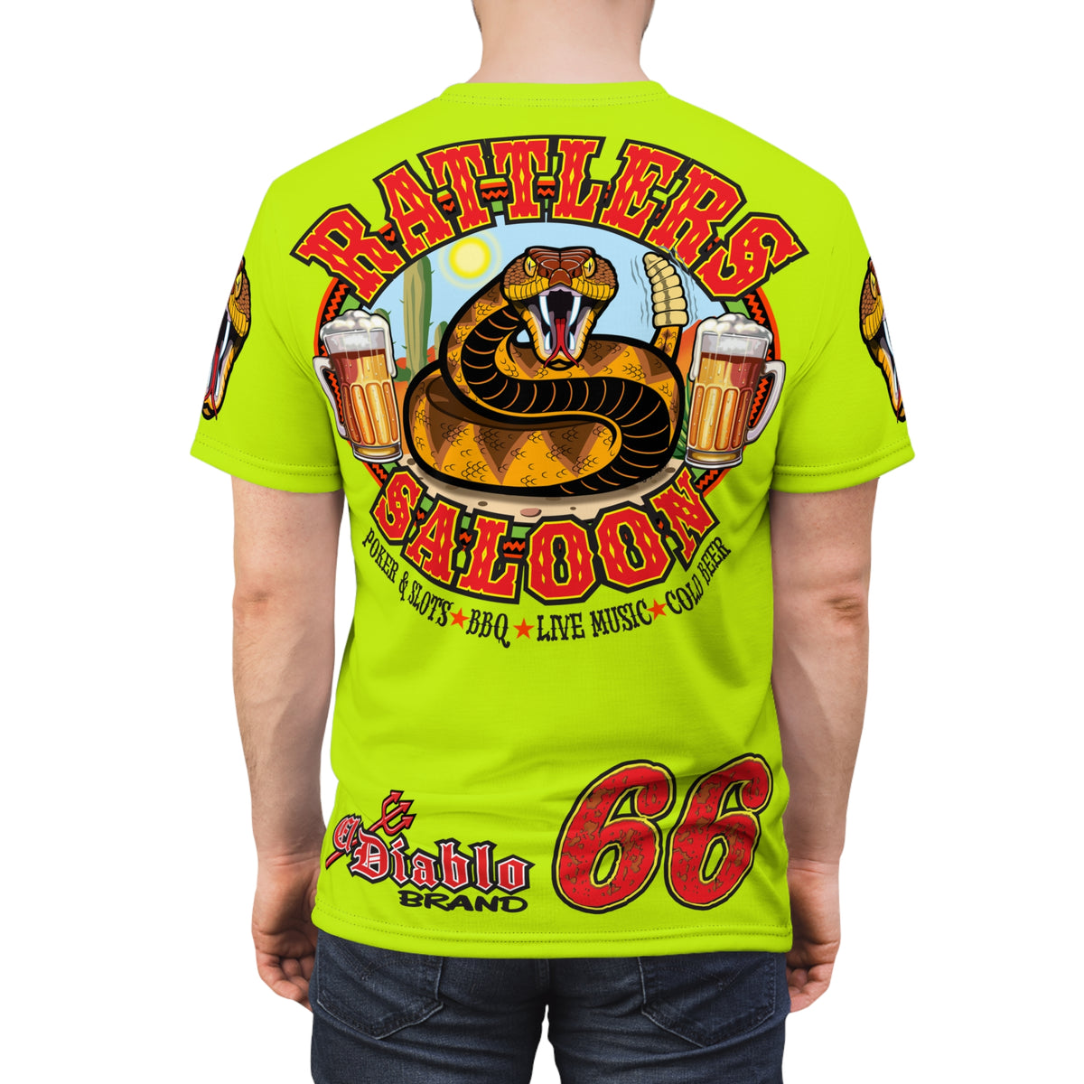 VERY Special Rattlers Saloon  BADAZZ HIVIZ SUPER TEE — Vintage Biker 66 Graphic Shirt