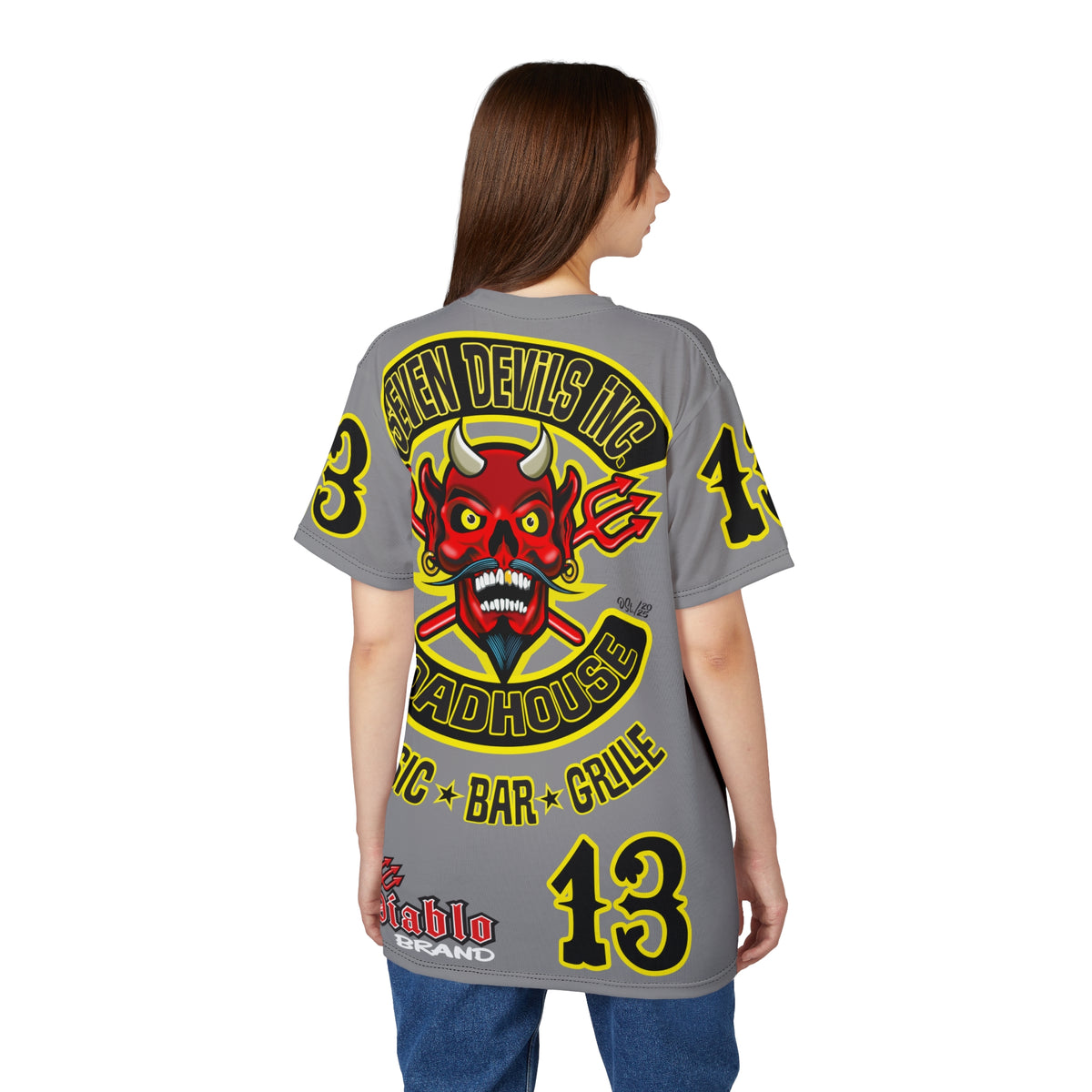 Seven Devils Inc. Roadhouse Black on Black Super Tee — Extreme Edgy Graphics - Bad Attitude Custom Biker Riding Gear