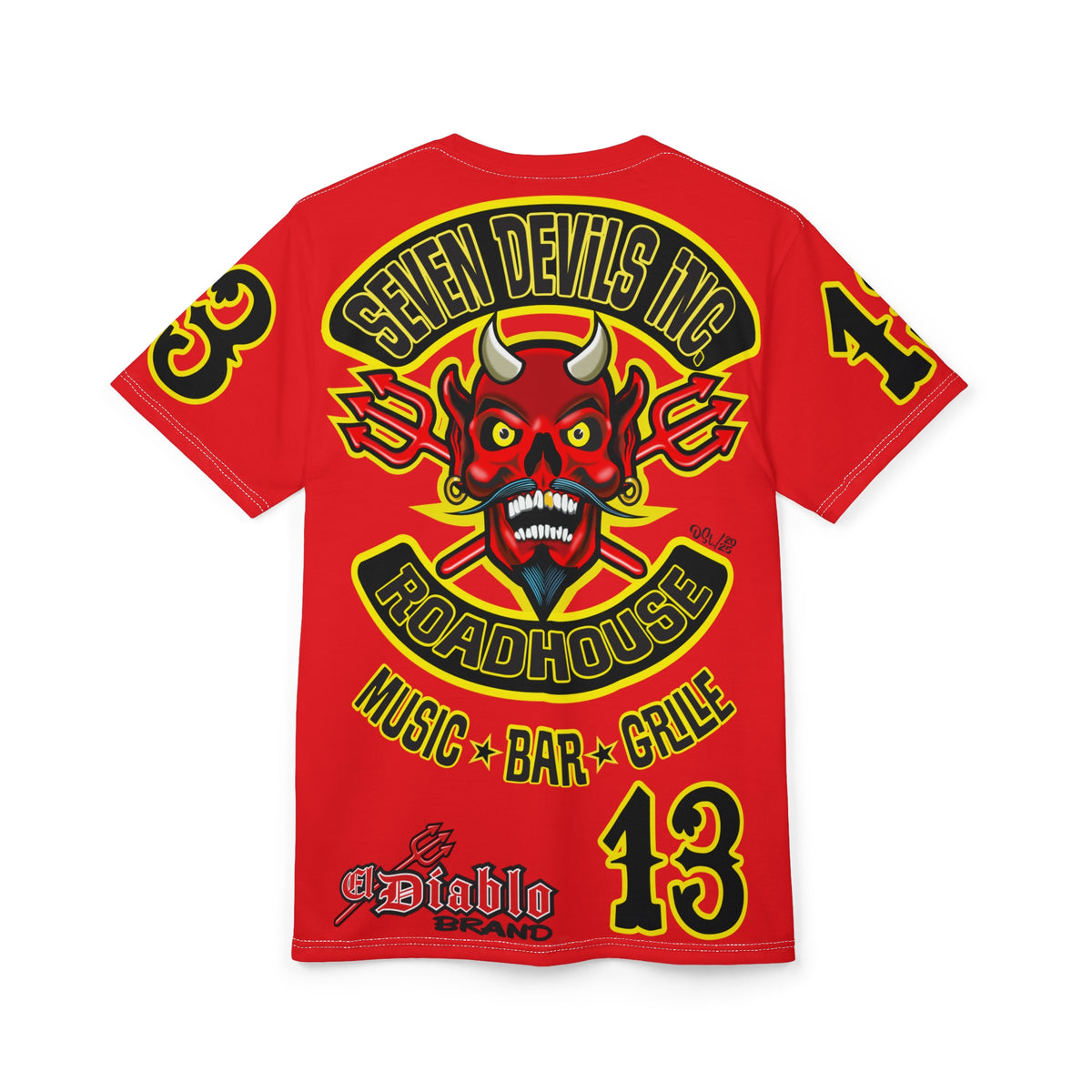 Seven Devils Inc. Roadhouse Bad in  Black Super Tee — Extreme Edgy Graphics - Bad Attitude Custom Biker Riding Gear