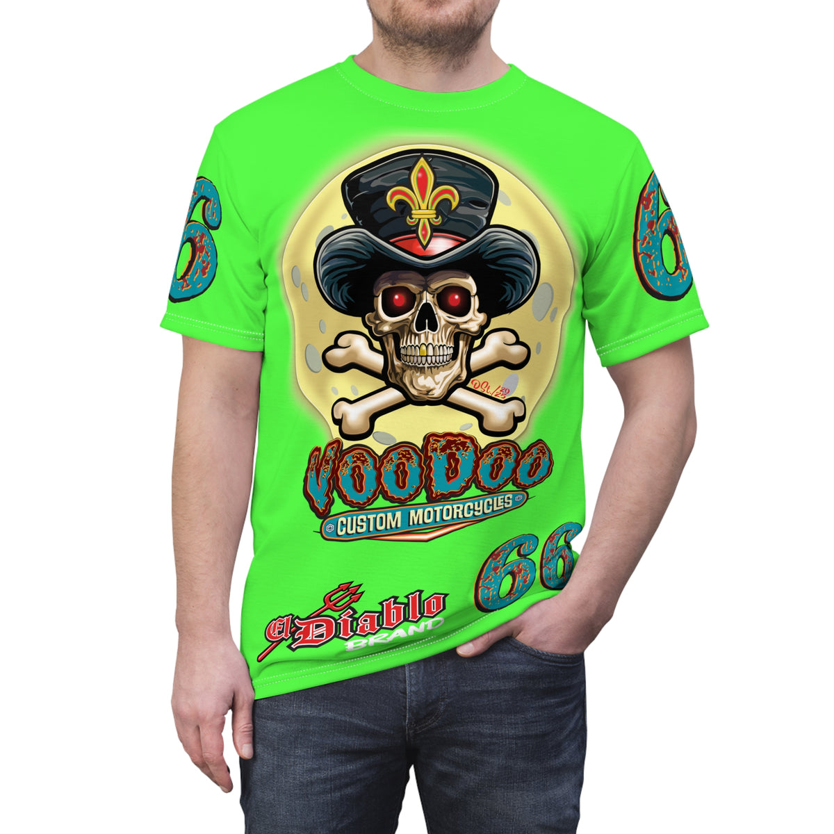 Very Special  Voodoo Customs HiViz Lumina Graphic Tee –  Edgy Style for Bikers