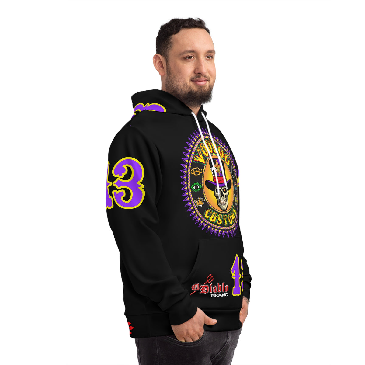 HoodZ VooDoo Custom Motorcycles Mardi Gras  Pullover Hoodie