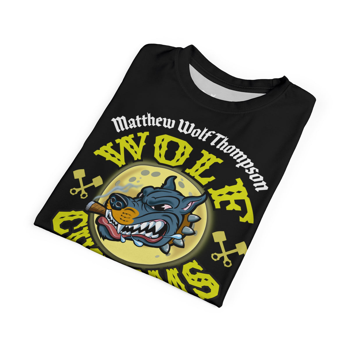 MWT Wolf Customs 13 Black & XL Graphics-Retro Style Super Riding Tee — Retro Motorcycle Club Shirt, The Best Biker Riding Tee EVER !!!