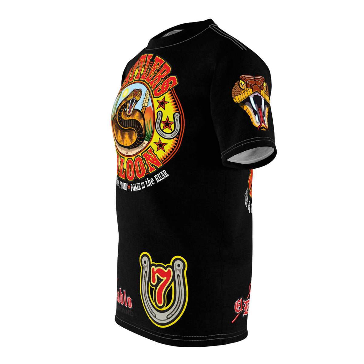 Rattlers Saloon  BADAZZ BLACK SUPER TEE — Vintage Biker 66 Graphic Shirt
