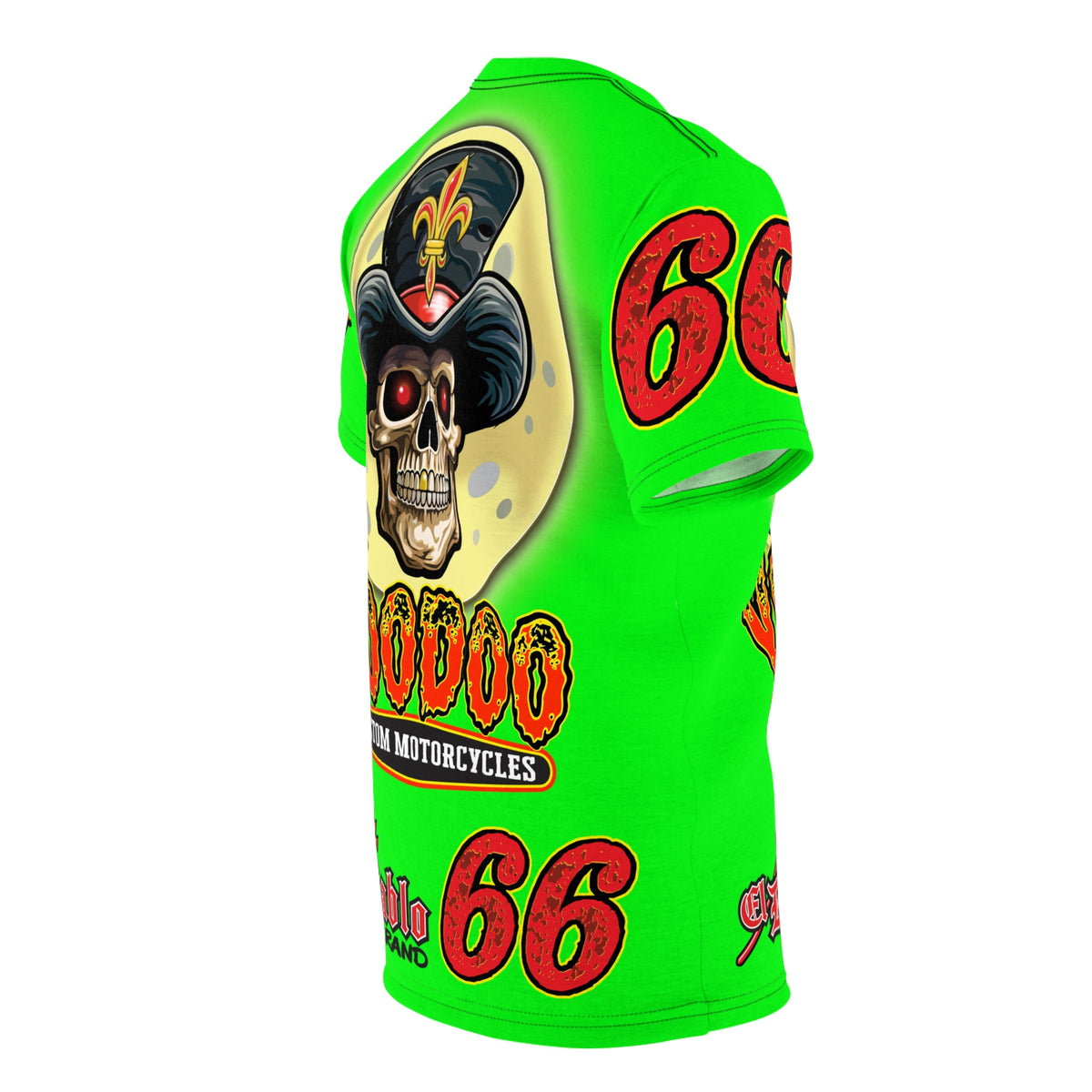 Very Special VooDoo Custom Motorcycles HiViZ  Route 66 Unisex Super Tee - High Performance Riding Gear