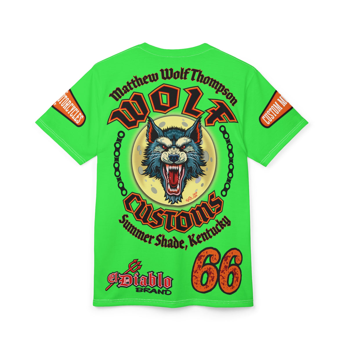 Very Special MWT Wolf Custom Motorcycles HiViZ Super Tee — Viciously Cool High Performance Motorcycle Riding Shirt