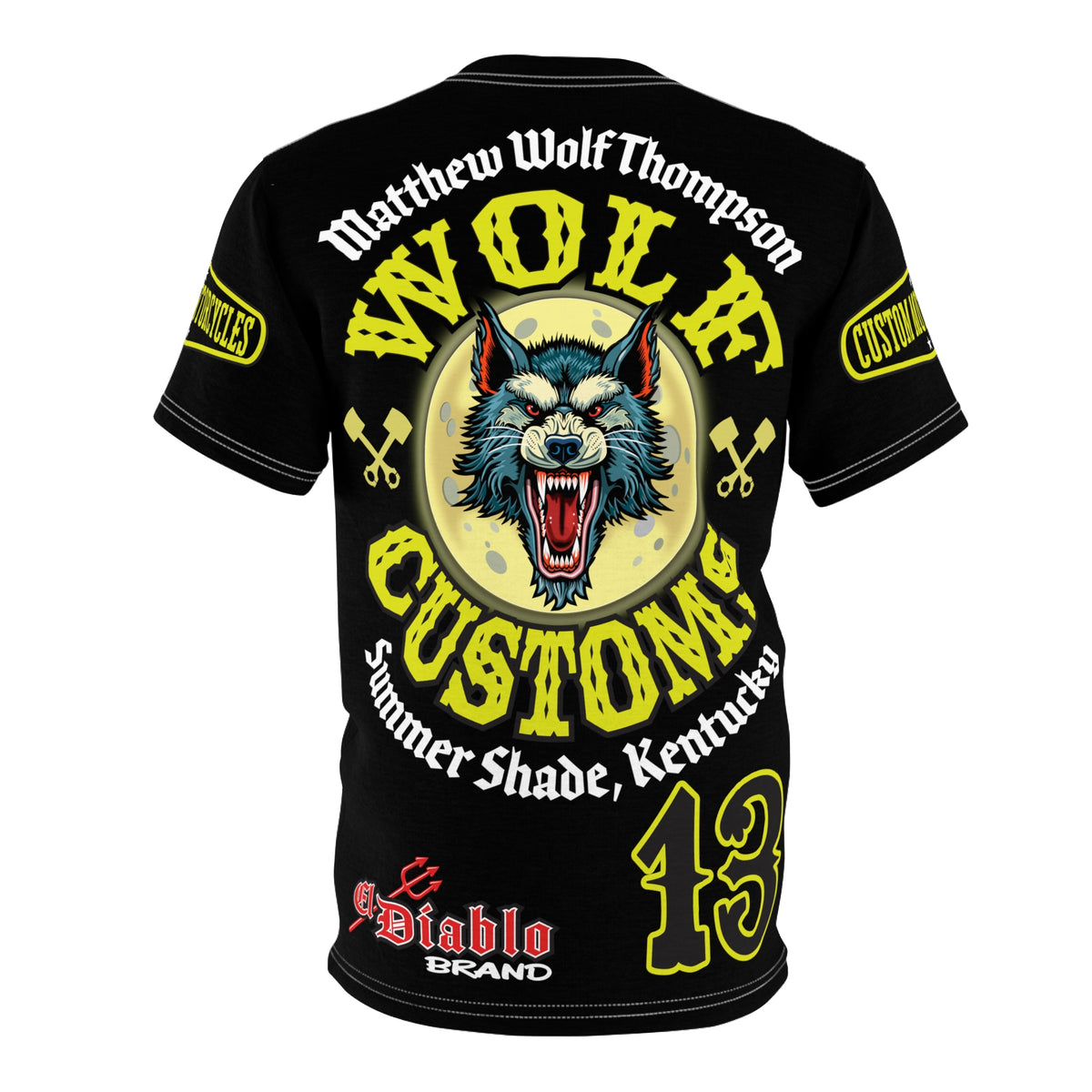 MWT Wolf Customs 13 Black & XL Graphics- Super Riding Tee — Retro Motorcycle Club Shirt, The Best Biker Riding Tee EVER !!!