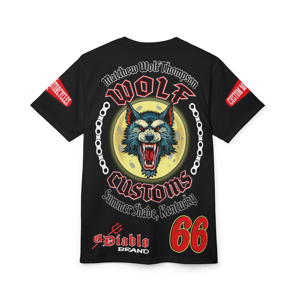 MWT Wolf Custom Motorcycles Super Tee — Viciously Cool High Performance Motorcycle Riding Shirt
